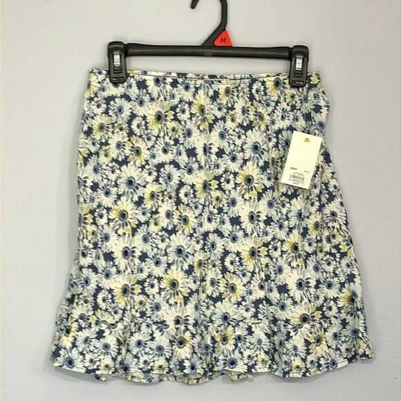 🆕 SO | Women’s Blue Daisy Print Ruffle Hem Mini Skirt - Picture 1 of 12